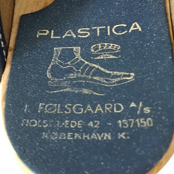 Vintage Træsko Wooden Shoes Clog Blue Slip On - Picture 8 of 8